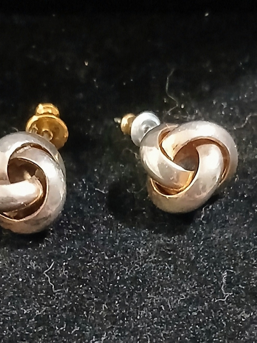 Two-Tone Knot Stud Earrings — Gold and Silver